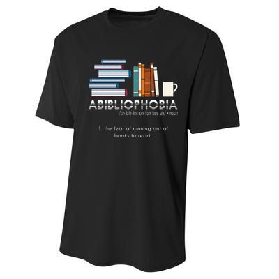 Abibliophobia Fear Of Running Out Of Books To Read Reading Performance Sprint T-Shirt