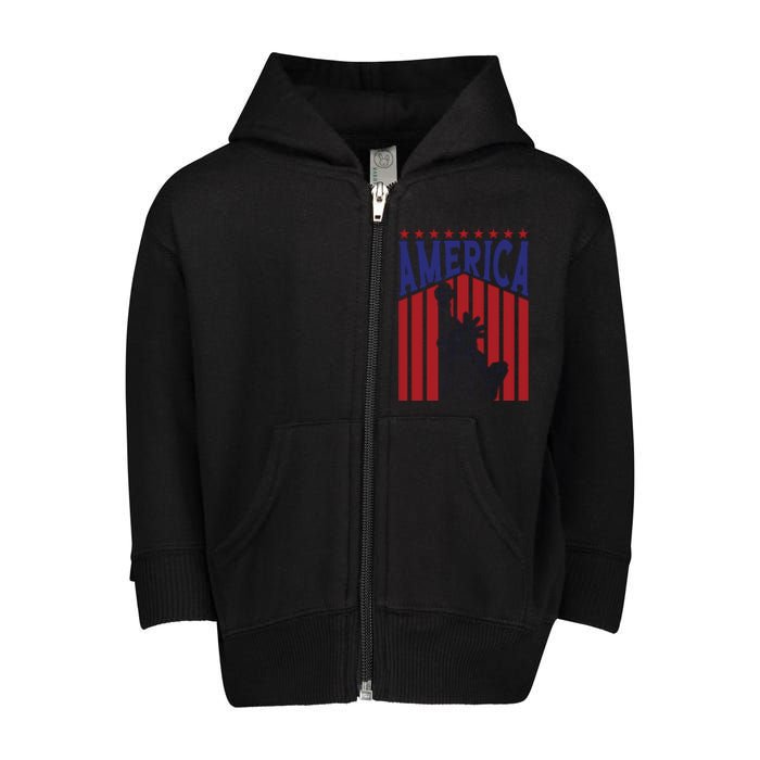 America Fourth Of July Usa Patriotic Graphic Toddler Zip Fleece Hoodie