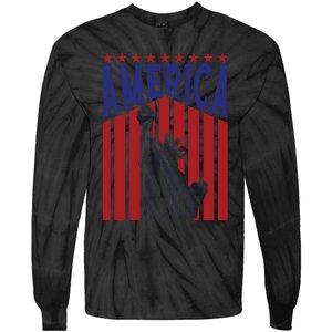 America Fourth Of July Usa Patriotic Graphic Tie-Dye Long Sleeve Shirt