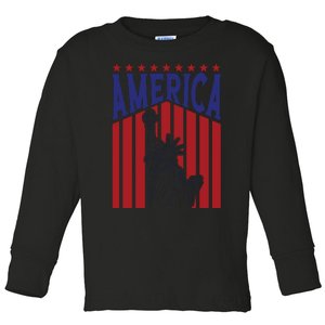 America Fourth Of July Usa Patriotic Graphic Toddler Long Sleeve Shirt