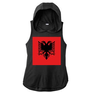 Albanian Flag of Albania Ladies PosiCharge Tri-Blend Wicking Draft Hoodie Tank