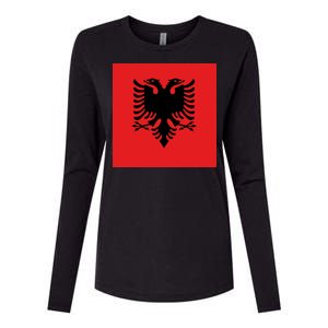 Albanian Flag of Albania Womens Cotton Relaxed Long Sleeve T-Shirt