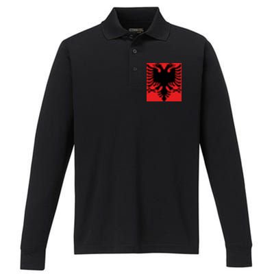 Albanian Flag of Albania Performance Long Sleeve Polo