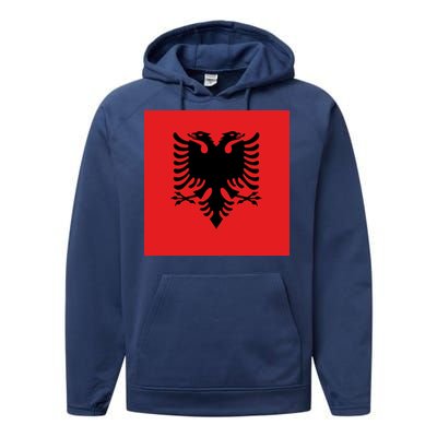 Albanian Flag of Albania Performance Fleece Hoodie