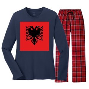 Albanian Flag of Albania Women's Long Sleeve Flannel Pajama Set 