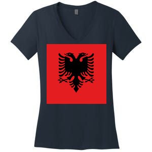 Albanian Flag of Albania Women's V-Neck T-Shirt