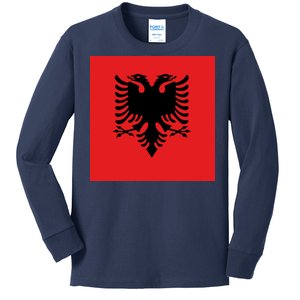 Albanian Flag of Albania Kids Long Sleeve Shirt