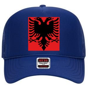 Albanian Flag of Albania High Crown Mesh Back Trucker Hat