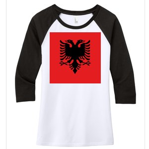 Albanian Flag of Albania Women's Tri-Blend 3/4-Sleeve Raglan Shirt