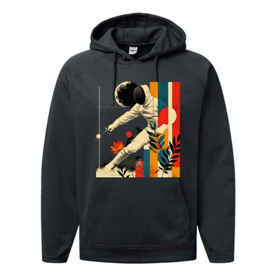 Aesthetic Fencer On Athletic Sports Fencing Performance Fleece Hoodie