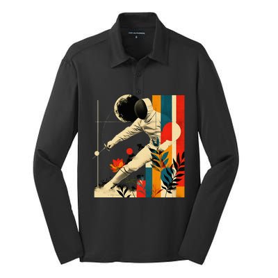 Aesthetic Fencer On Athletic Sports Fencing Silk Touch Performance Long Sleeve Polo