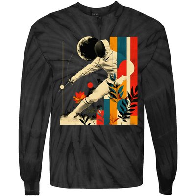 Aesthetic Fencer On Athletic Sports Fencing Tie-Dye Long Sleeve Shirt