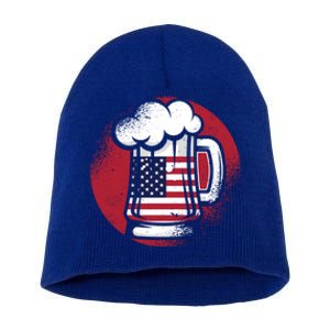 American Flag On Beer Gift Short Acrylic Beanie