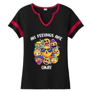 All Feelings Okay Tal Health Awareness Month Emotion Funny Gift Ladies Halftime Notch Neck Tee