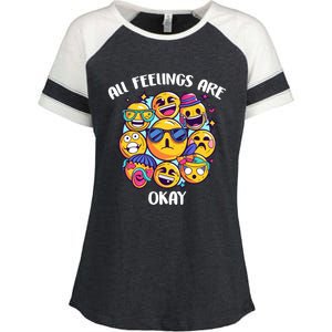 All Feelings Okay Tal Health Awareness Month Emotion Funny Gift Enza Ladies Jersey Colorblock Tee