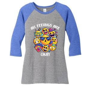 All Feelings Okay Tal Health Awareness Month Emotion Funny Gift Women's Tri-Blend 3/4-Sleeve Raglan Shirt