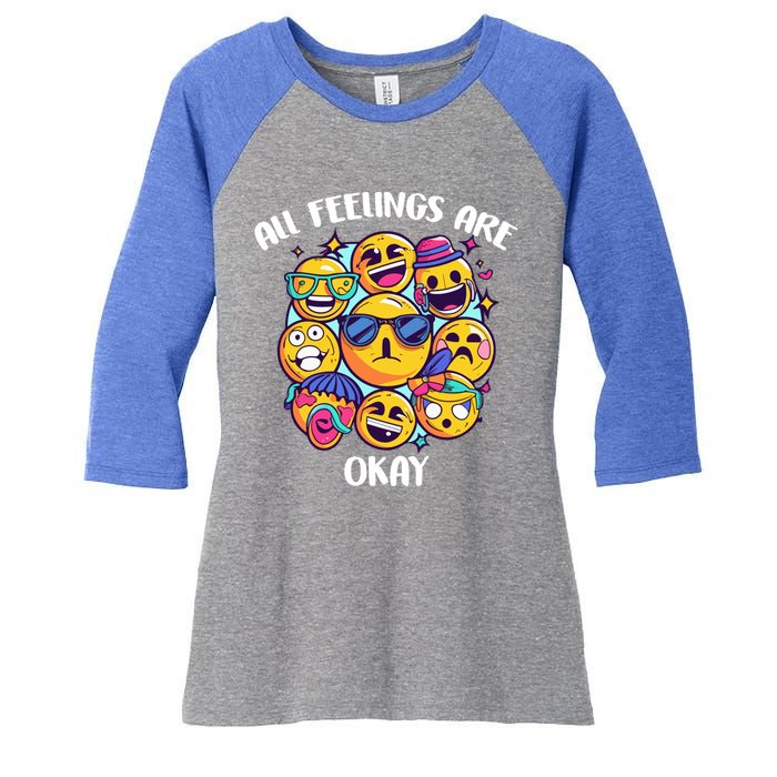 All Feelings Okay Tal Health Awareness Month Emotion Funny Gift Women's Tri-Blend 3/4-Sleeve Raglan Shirt