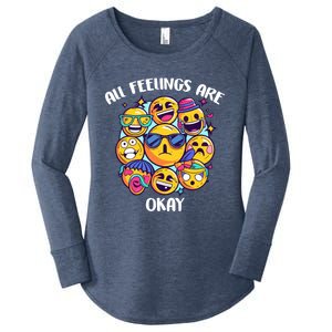 All Feelings Okay Tal Health Awareness Month Emotion Funny Gift Women's Perfect Tri Tunic Long Sleeve Shirt