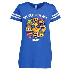 All Feelings Okay Tal Health Awareness Month Emotion Funny Gift Enza Ladies Jersey Football T-Shirt