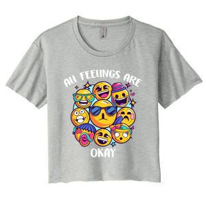 All Feelings Okay Tal Health Awareness Month Emotion Funny Gift Women's Crop Top Tee