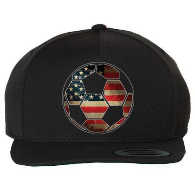 American Flag On Soccer Ball Soccer Ball Flag Tee Wool Snapback Cap