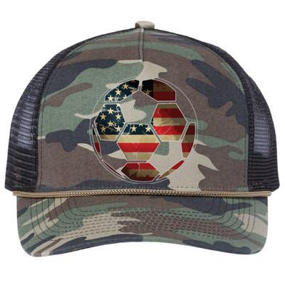 American Flag On Soccer Ball Soccer Ball Flag Tee Retro Rope Trucker Hat Cap