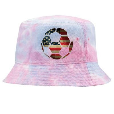 American Flag On Soccer Ball Soccer Ball Flag Tee Tie-Dyed Bucket Hat