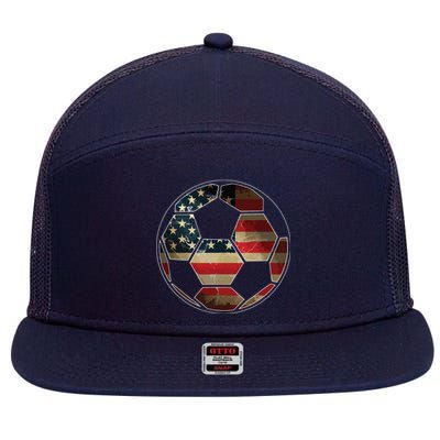 American Flag On Soccer Ball Soccer Ball Flag Tee 7 Panel Mesh Trucker Snapback Hat