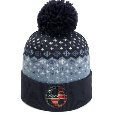 American Flag On Soccer Ball Soccer Ball Flag Tee The Baniff Cuffed Pom Beanie