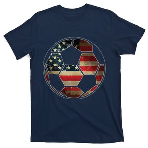 American Flag On Soccer Ball Soccer Ball Flag Tee T-Shirt