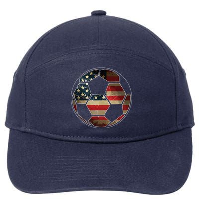 American Flag On Soccer Ball Soccer Ball Flag Tee 7-Panel Snapback Hat