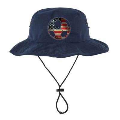 American Flag On Soccer Ball Soccer Ball Flag Tee Legacy Cool Fit Booney Bucket Hat