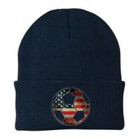 American Flag On Soccer Ball Soccer Ball Flag Tee Knit Cap Winter Beanie