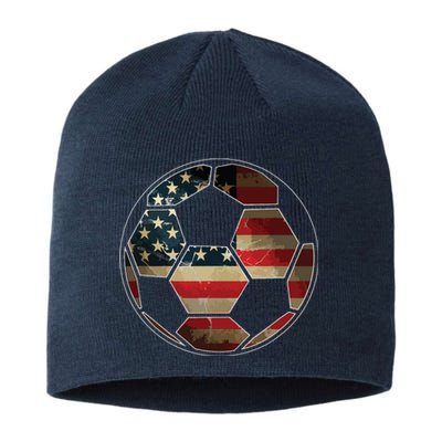 American Flag On Soccer Ball Soccer Ball Flag Tee Sustainable Beanie