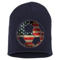 American Flag On Soccer Ball Soccer Ball Flag Tee Short Acrylic Beanie