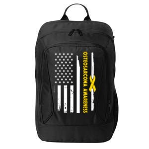 American Flag Osteosarcoma Awareness Wear Yellow Ribbon Usa Gift City Backpack