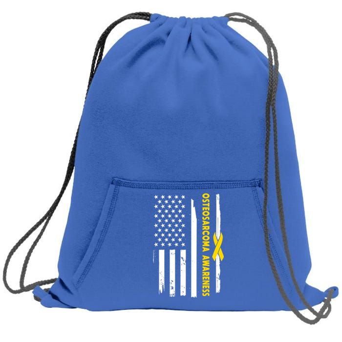 American Flag Osteosarcoma Awareness Wear Yellow Ribbon Usa Gift Sweatshirt Cinch Pack Bag