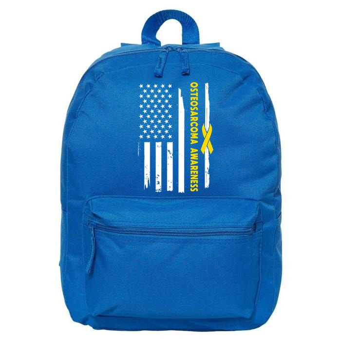 American Flag Osteosarcoma Awareness Wear Yellow Ribbon Usa Gift 16 in Basic Backpack