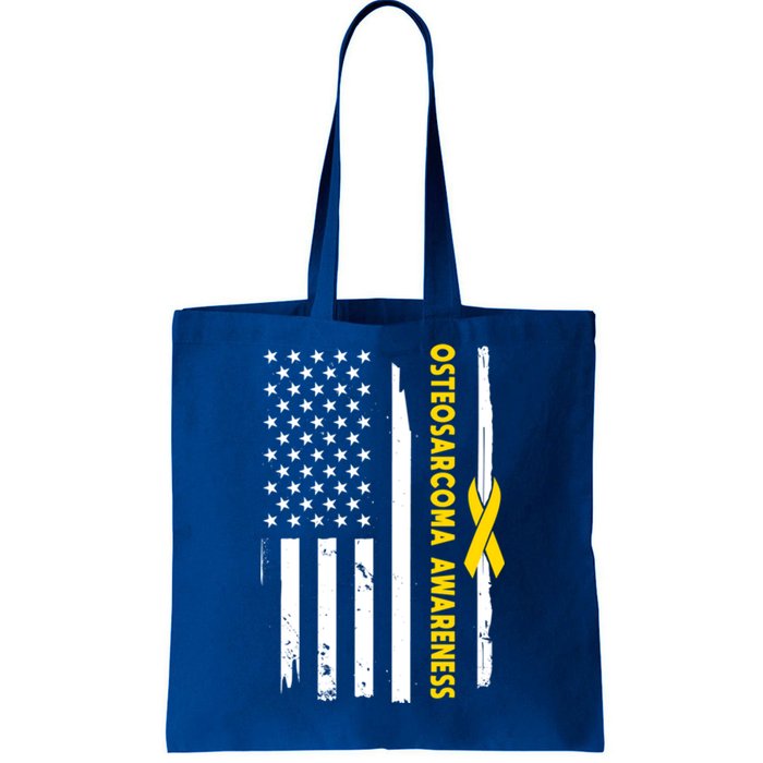 American Flag Osteosarcoma Awareness Wear Yellow Ribbon Usa Gift Tote Bag