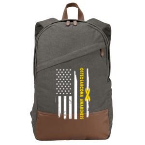 American Flag Osteosarcoma Awareness Wear Yellow Ribbon Usa Gift Cotton Canvas Backpack