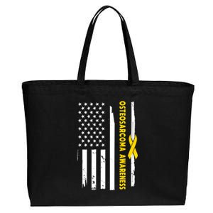 American Flag Osteosarcoma Awareness Wear Yellow Ribbon Usa Gift Cotton Canvas Jumbo Tote