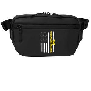 American Flag Osteosarcoma Awareness Wear Yellow Ribbon Usa Gift Crossbody Pack