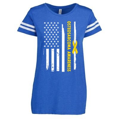 American Flag Osteosarcoma Awareness Wear Yellow Ribbon Usa Gift Enza Ladies Jersey Football T-Shirt