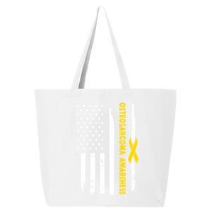 American Flag Osteosarcoma Awareness Wear Yellow Ribbon Usa Gift 25L Jumbo Tote