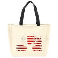 American Flag Outdoor Clothing Antlers Deer Zip Tote Bag