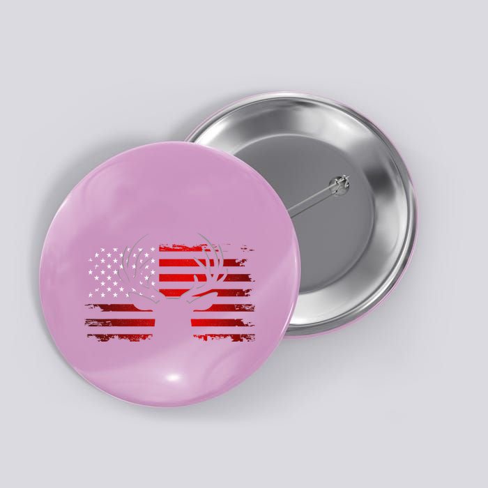 American Flag Outdoor Clothing Antlers Deer Button