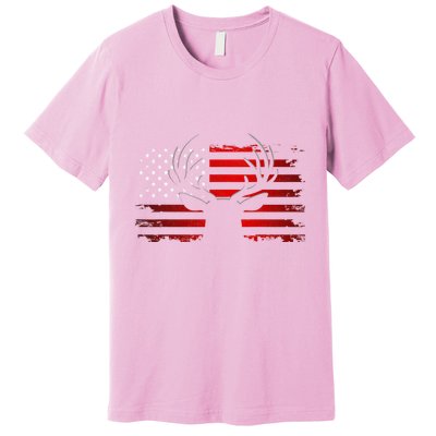 American Flag Outdoor Clothing Antlers Deer Premium T-Shirt