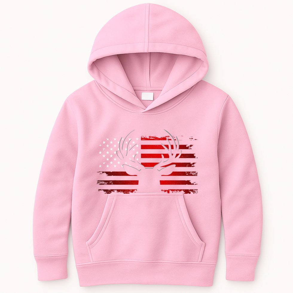 American Flag Outdoor Clothing Antlers Deer Kids Hoodie