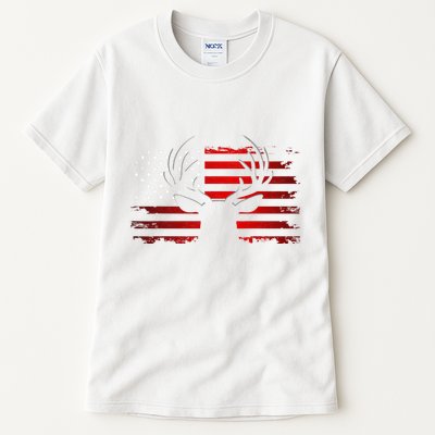 American Flag Outdoor Clothing Antlers Deer Tall T-Shirt