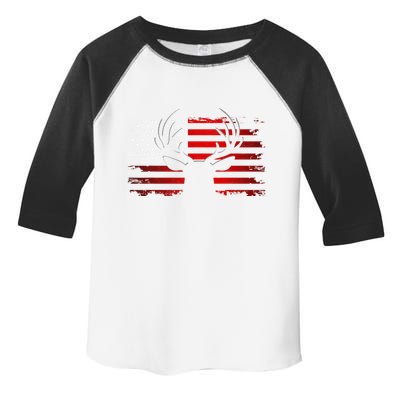 American Flag Outdoor Clothing Antlers Deer Toddler Fine Jersey T-Shirt